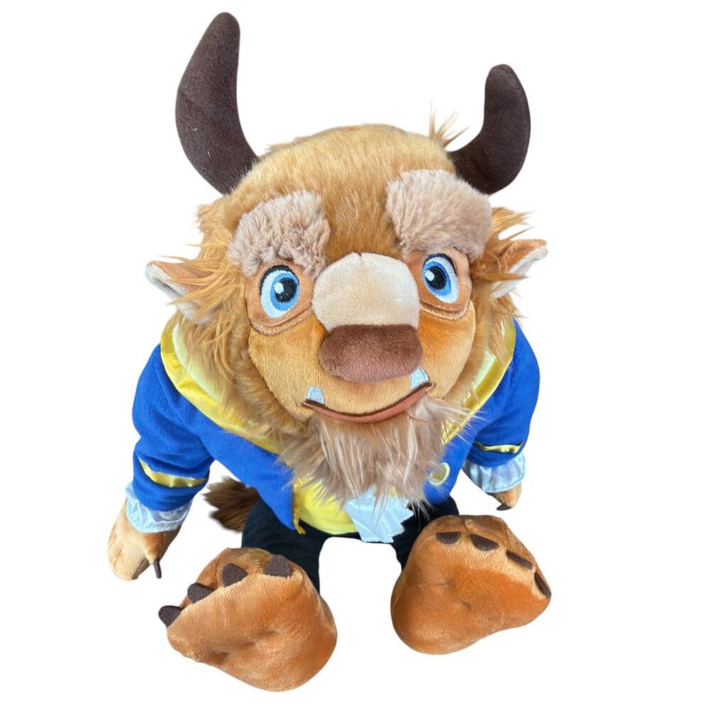 Disney Store Beauty and the Beast Beast Plush 18" Blue Jacket Yellow Vest